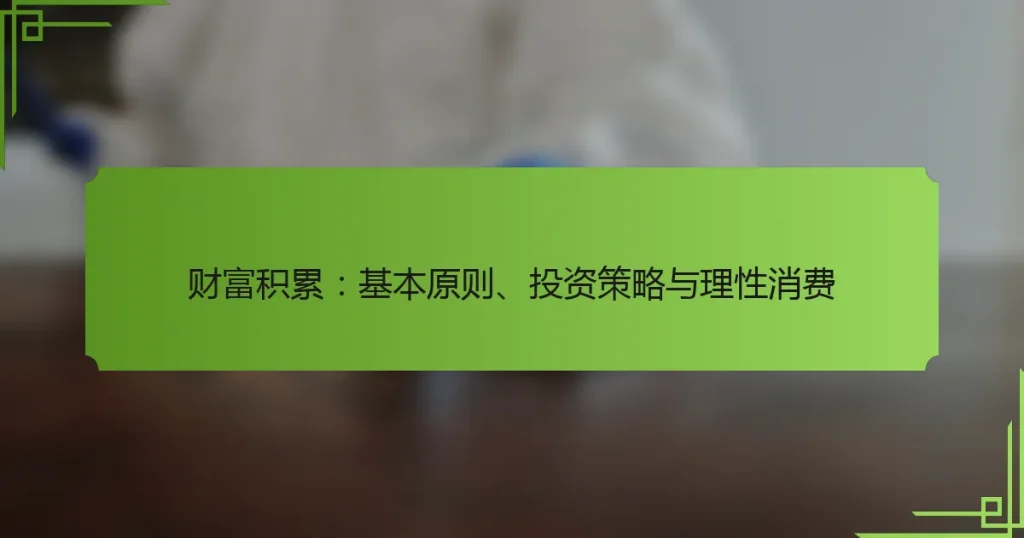 财富积累：基本原则、投资策略与理性消费