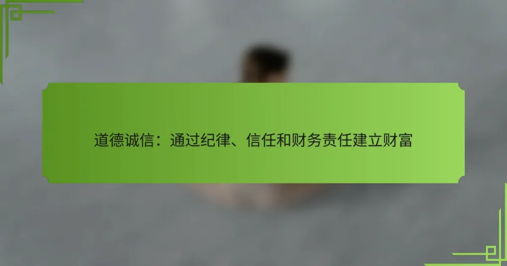 道德诚信：通过纪律、信任和财务责任建立财富