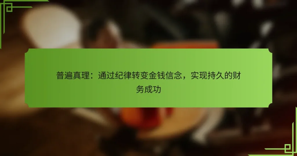 普遍真理：通过纪律转变金钱信念，实现持久的财务成功