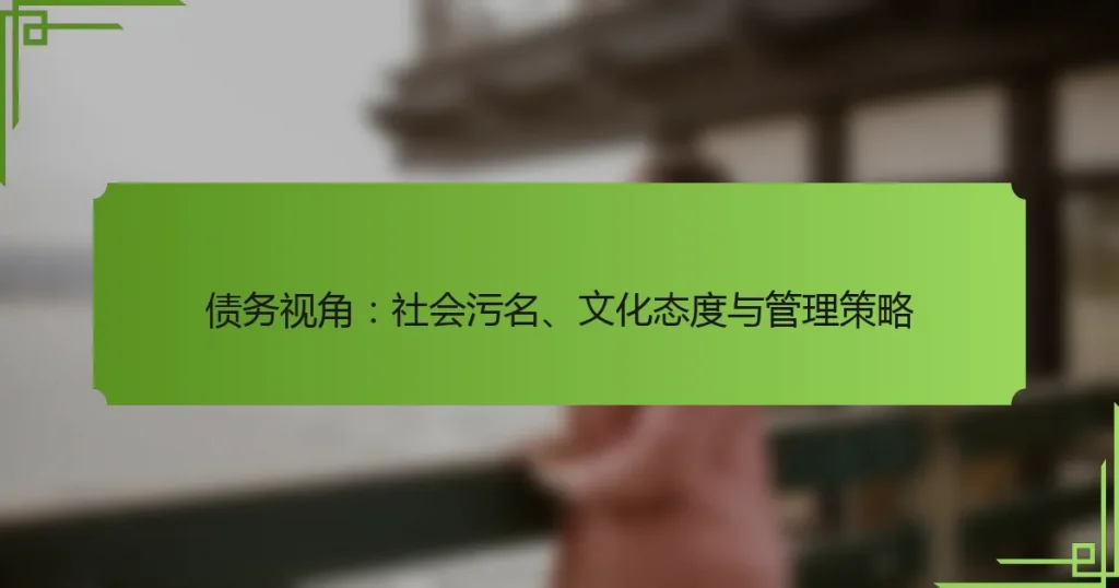 债务视角：社会污名、文化态度与管理策略