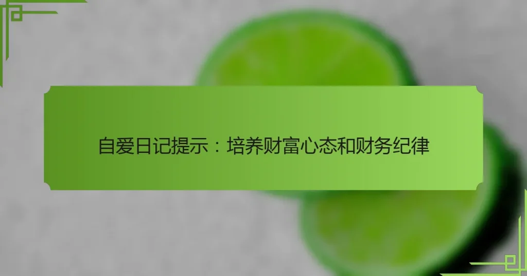 自爱日记提示：培养财富心态和财务纪律