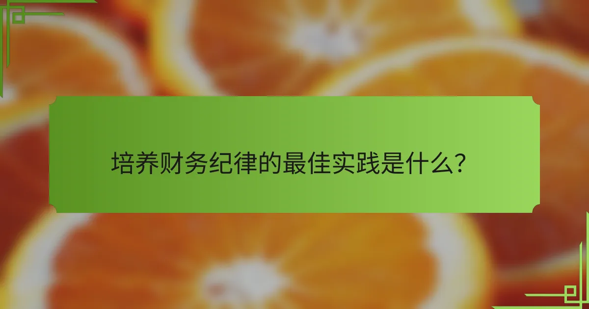培养财务纪律的最佳实践是什么？