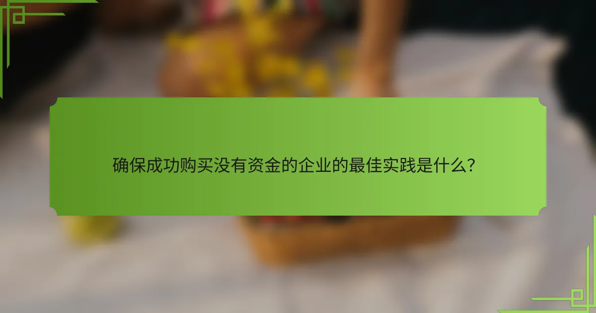 确保成功购买没有资金的企业的最佳实践是什么?