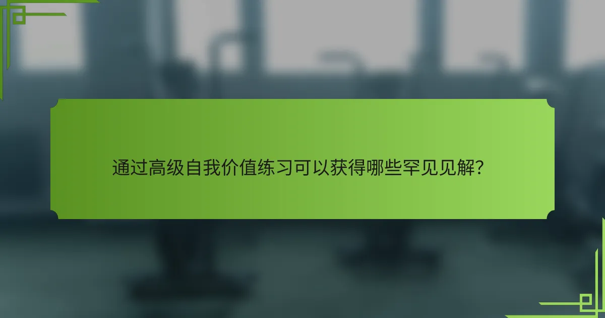 通过高级自我价值练习可以获得哪些罕见见解？
