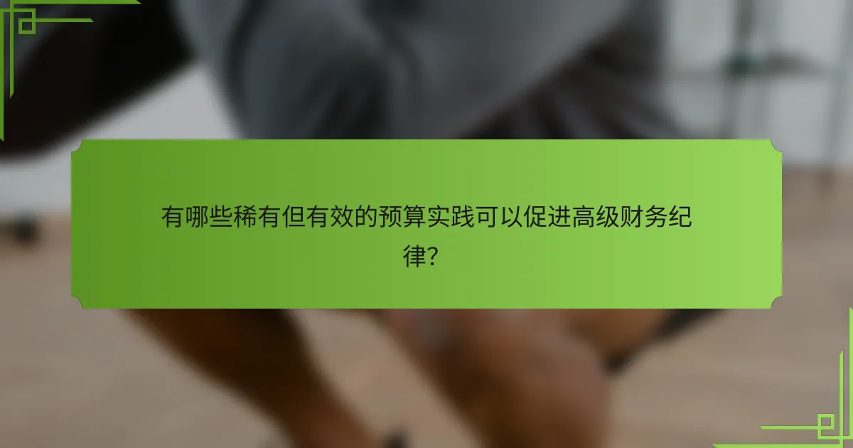 有哪些稀有但有效的预算实践可以促进高级财务纪律?