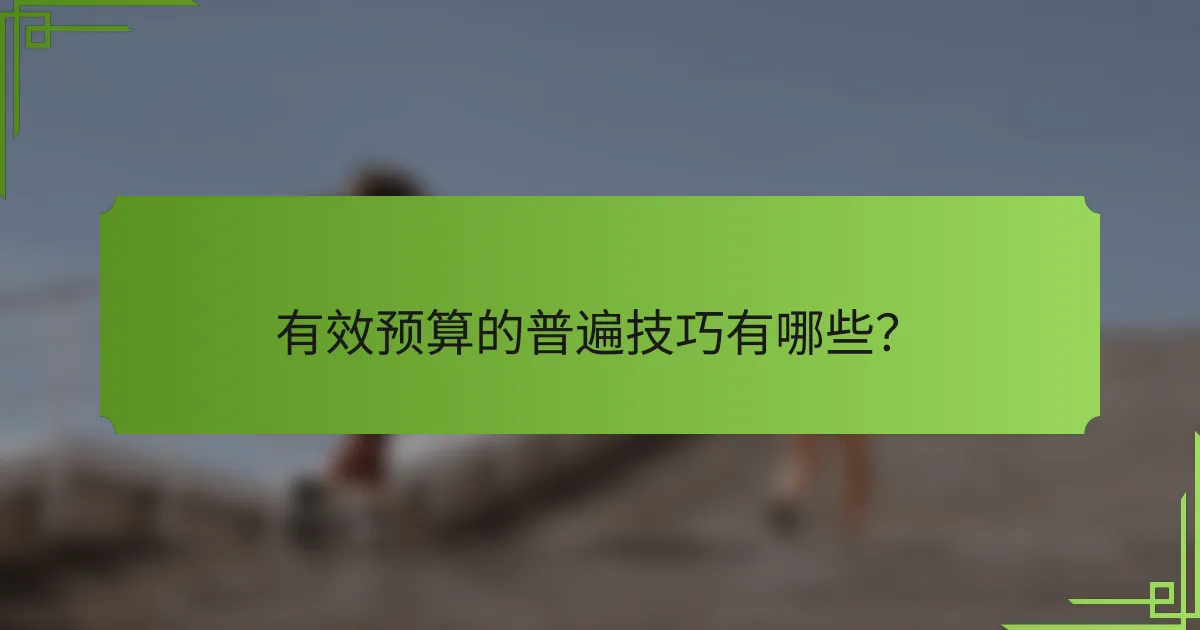 有效预算的普遍技巧有哪些?